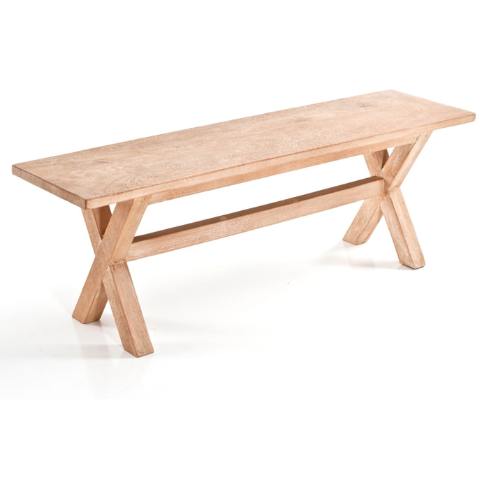 Banc en bois massif de manguier Tomasucci AVIGNONE, intérieur et extérieur, 160 x 35,5 x 44,5 cm