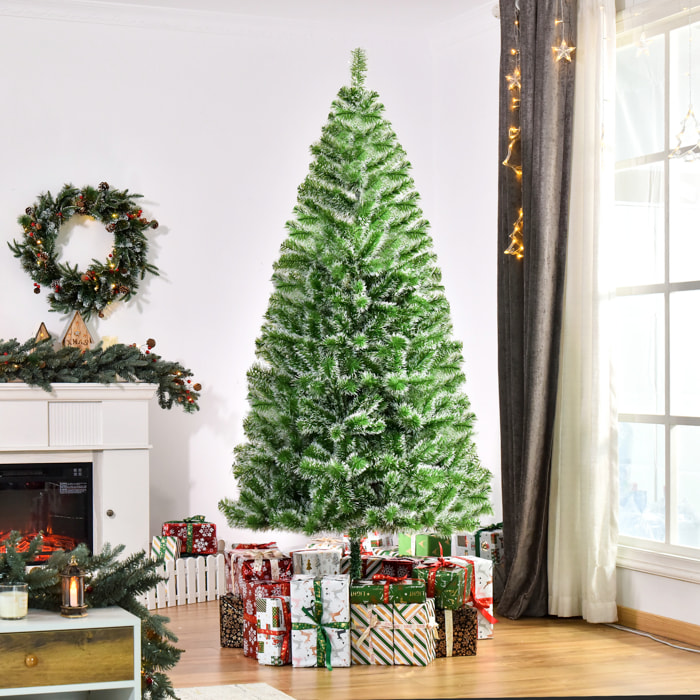 HOMCOM árbol de Navidad Artificial 210 cm con 968 Ramas Hojas de PET y Soporte de Metal Decoración Navideña para Interior Salón Fiestas Ø100x210 cm Verde