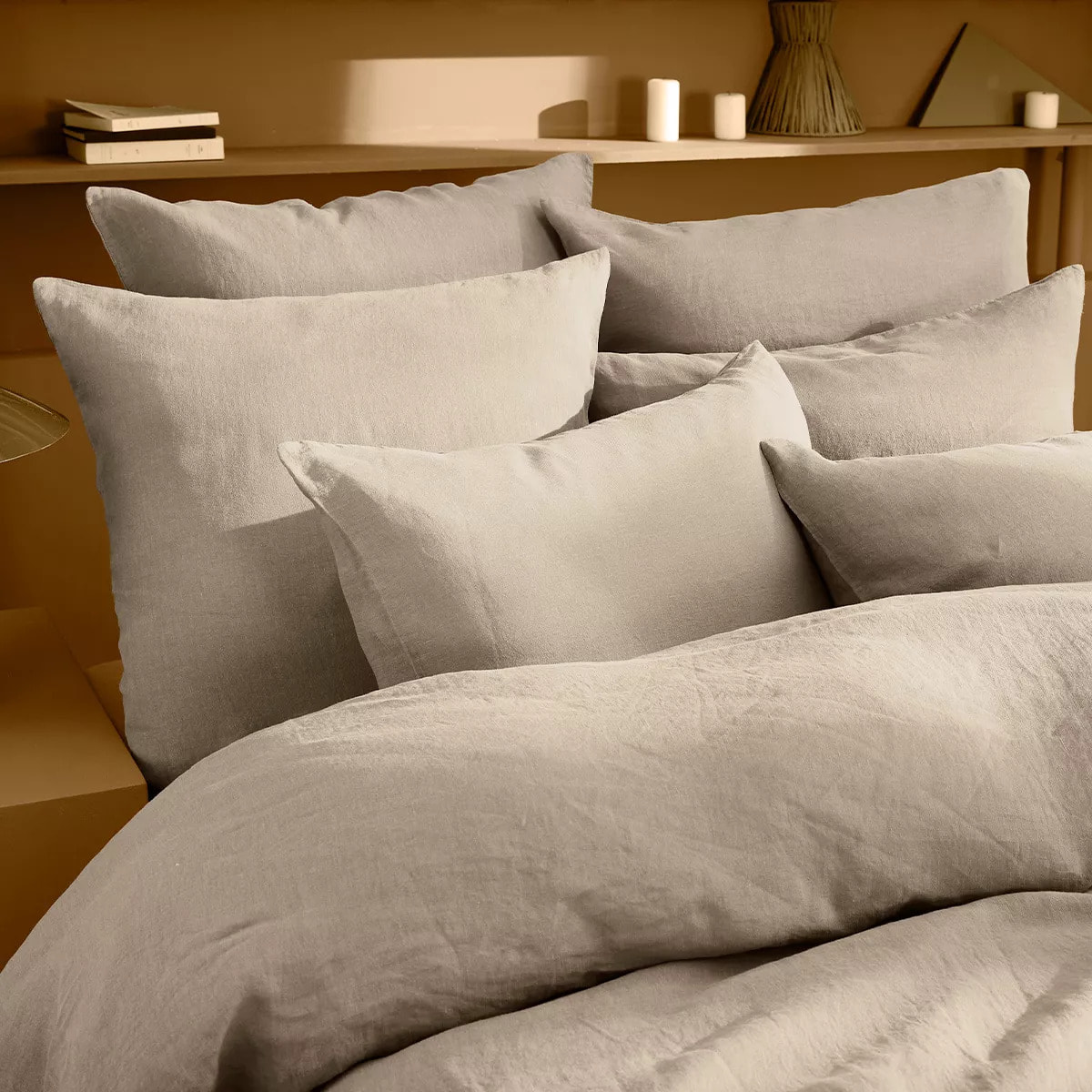 Housse de couette pur lin lavé 165 g/m² uni beige Le lin lave lin