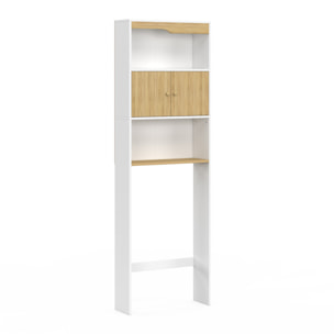 Meuble spécial dessus de WC avec placard bois et blanc