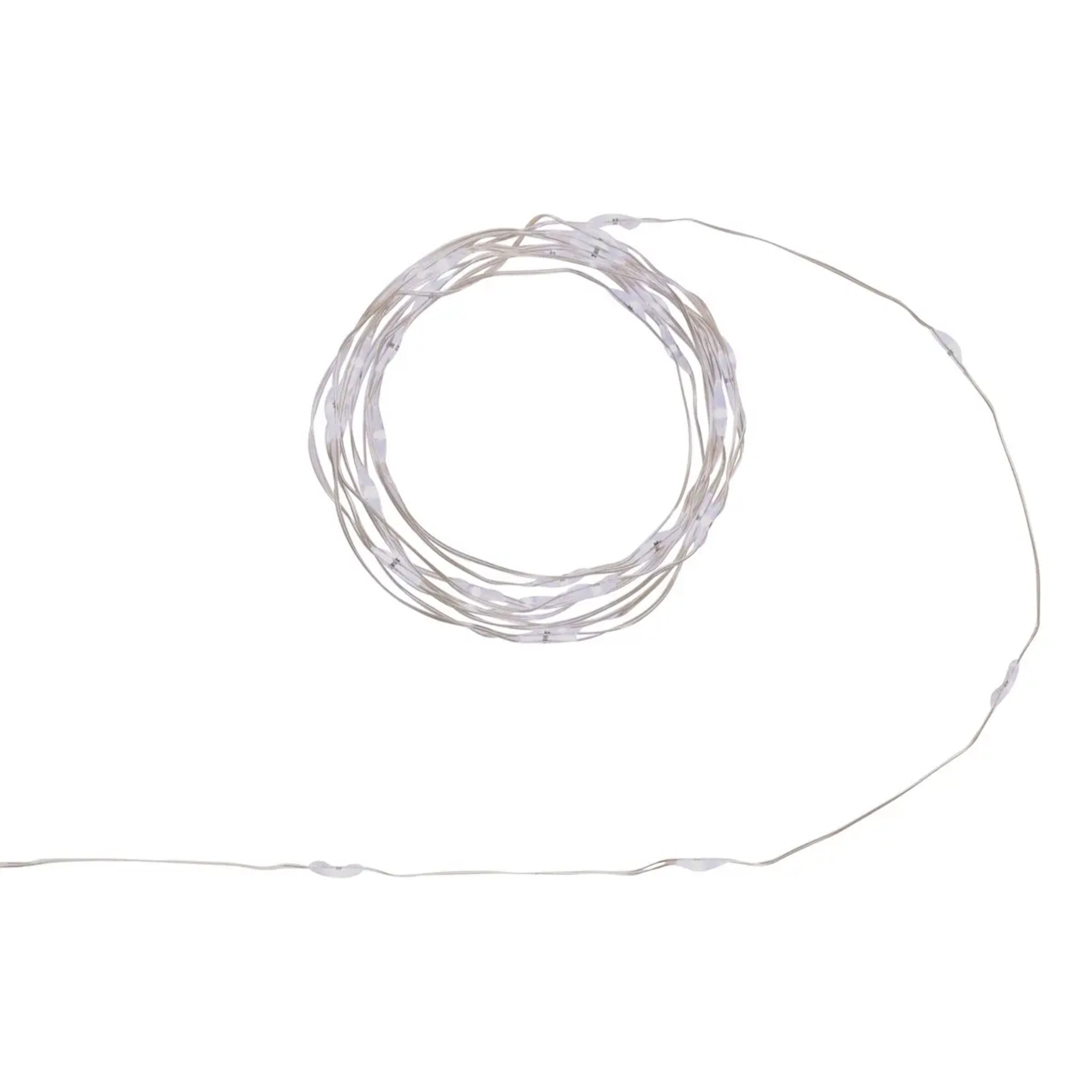 Guirlande lumineuse d'intérieur 2 m 40 LED blanc froid fil cuivre lumière fixe avec minuteur à piles