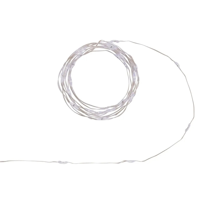 Guirlande lumineuse d'intérieur 2 m 40 LED blanc froid fil cuivre lumière fixe avec minuteur à piles