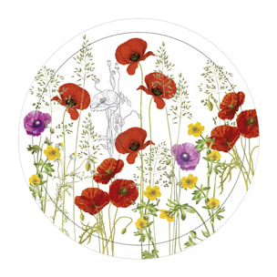 Plateau bois imprimé rouge violet Les coquelicots violet