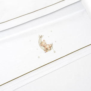 Triptico Minicuna Estampado Oso Luna Estrellas Bco/Verde