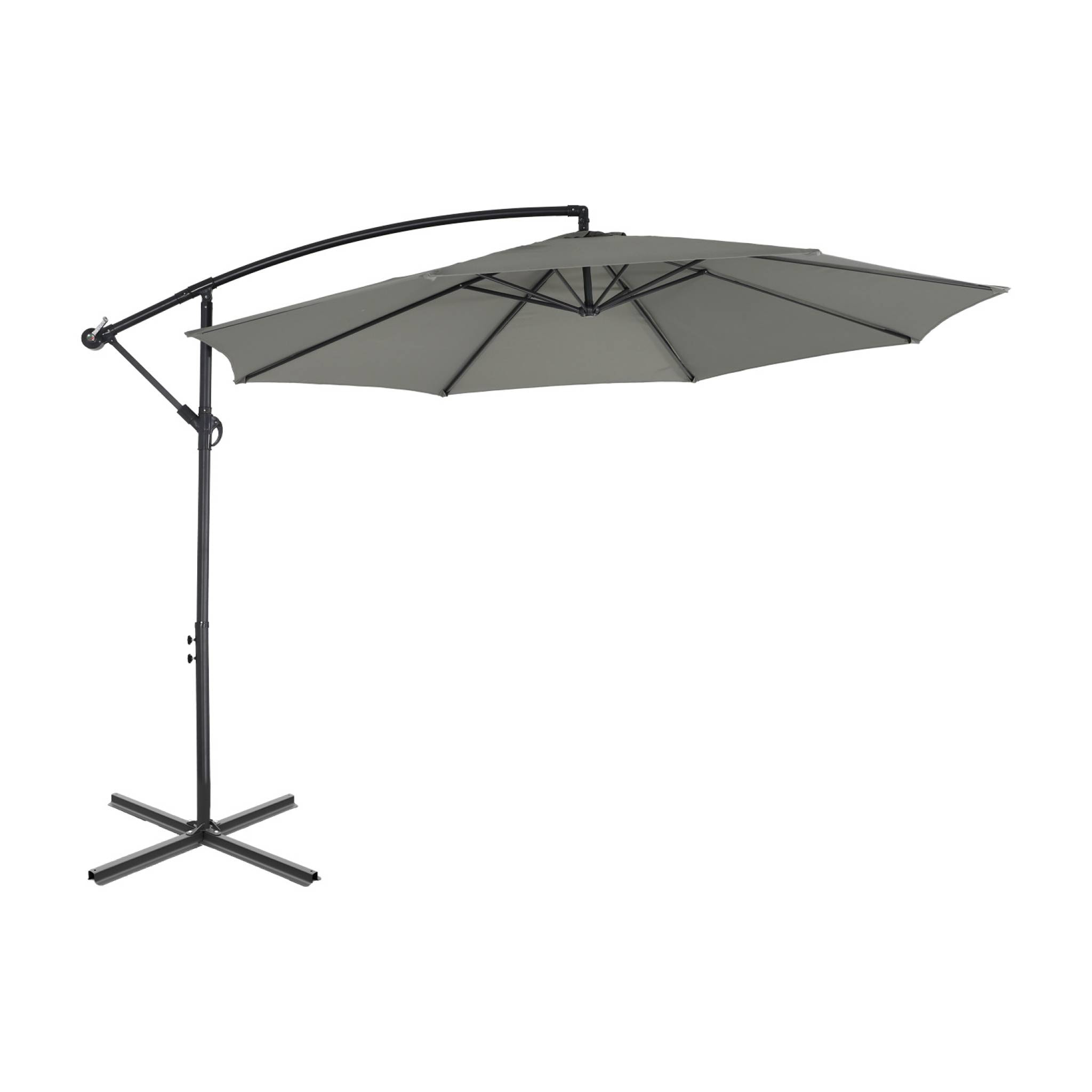 Parasol déporté rond Ø300cm  - Hardelot - Kaki  - Manivelle anti-retour | Toile déperlante | Facile à utiliser