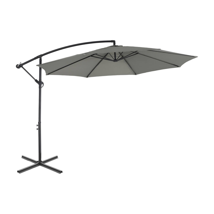 Parasol déporté rond Ø300cm  - Hardelot - Kaki  - Manivelle anti-retour | Toile déperlante | Facile à utiliser