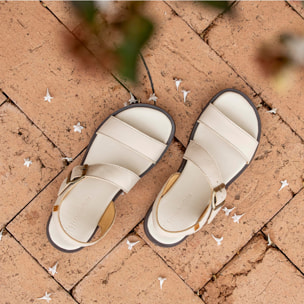 Sandalias N5887 SOFT NAPPA CREAM/ ARENISCA color Cream