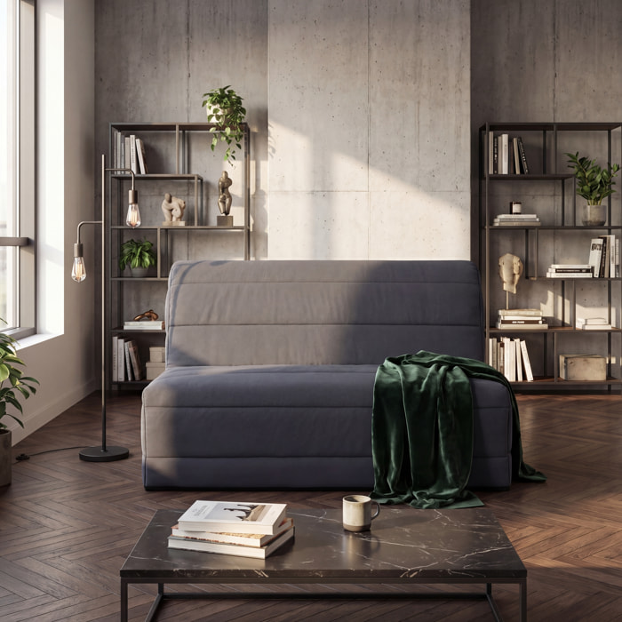 Banquette convertible Melissa, matelas Simmons, 140 x 190 cm, gris