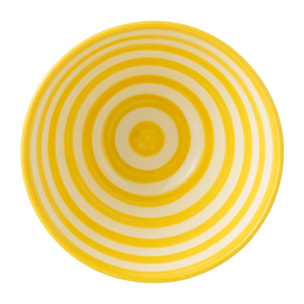 J-Line bol Granada Stripes High - céramique - blanc/jaune - medium - Ø 22 cm