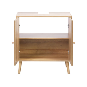 Meuble sous lavabo décor bois et cannage Bohème 65 x 40 x 70 cm naturel