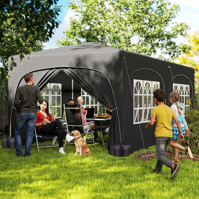 Carpa Plegable Gazebo 6x3 m Cenador Plegable con Altura Ajustable 6 Paredes Laterales Anti-UV y Bolsa de Transporte Pabellón de Jardín para Camping Fiestas