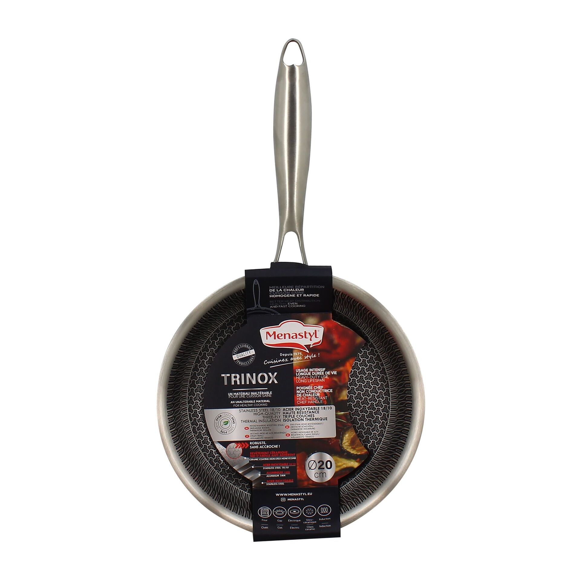 Poêle en acier inoxydable revêtu antiadhésif 20cm - tous feux TRINOX