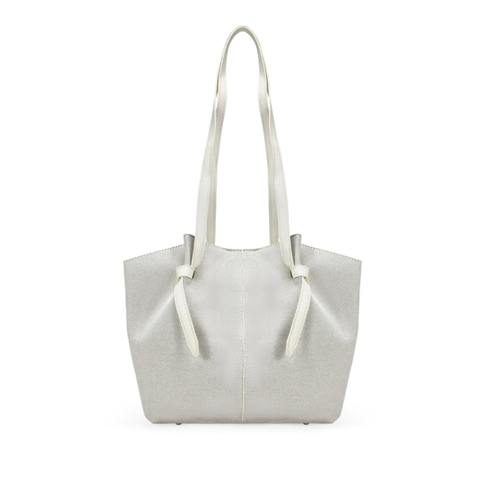 Bolso de hombro beige en canvas