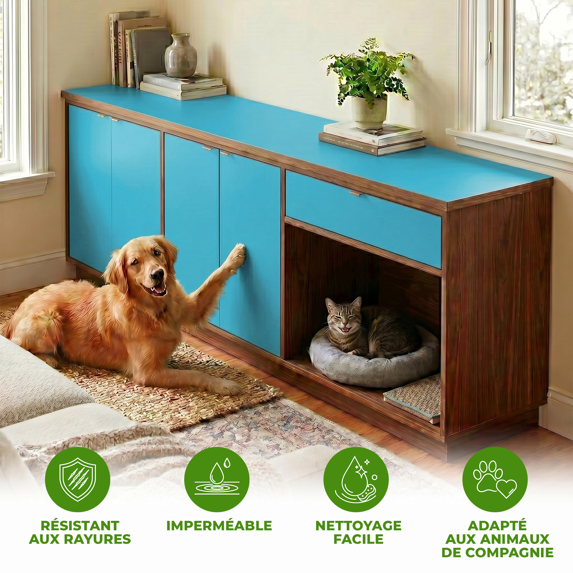 Rouleau adhésif décoratif Vinyle au Mètre - Bleu ciel - Sticker Lavable Imperméable Mur Cuisine Meubles