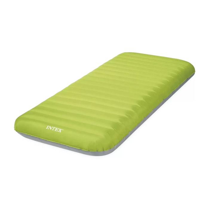 Intex 64097NP - Materasso Gonfiabile Camping Singolo in TPU, Verde, con Pompa Elettrica Portatile, 76x191x17 cm
