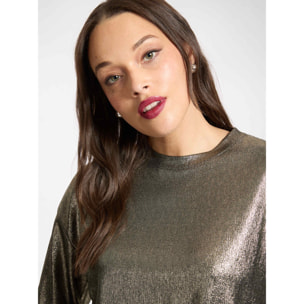 Elena Mirò - Camiseta de punto laminado - Oro