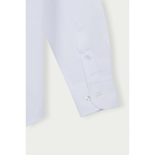 Camicia Uomo 1 Bottone Francese Slim Cotone Unito Bianco