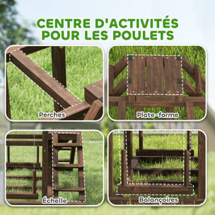 Balançoire - perchoir pour poule, échelles - aire de jeu chicken activity - dim. 82 x 60 x 75 cm - bois cèdre verni