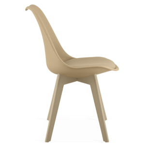 Sedia Mark in polipropilene beige con cuscino in ecopelle