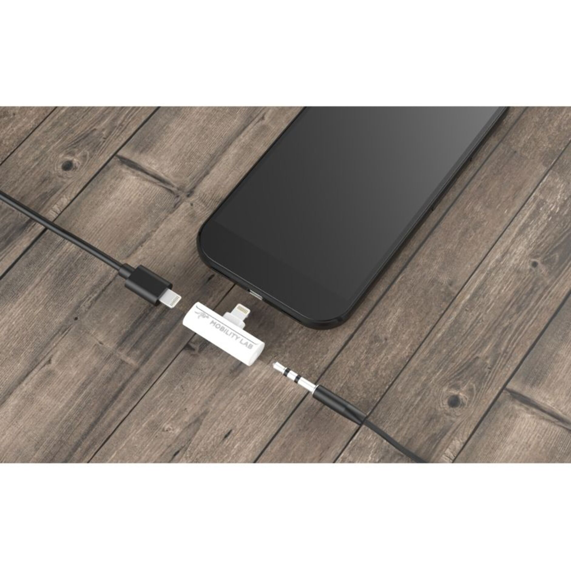 Adaptateur Lightning/Jack 3,5 MOBILITY LAB Lightning vers Jack audio blanc