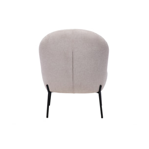 Fauteuil en tissu effet velours texturé beige et métal noir BELEY