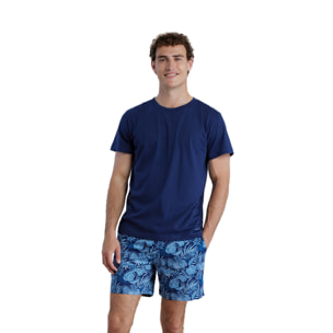 Pigiama uomo in cotone con top manica corta girocollo e pantalone corto articolo easy Noidinotte