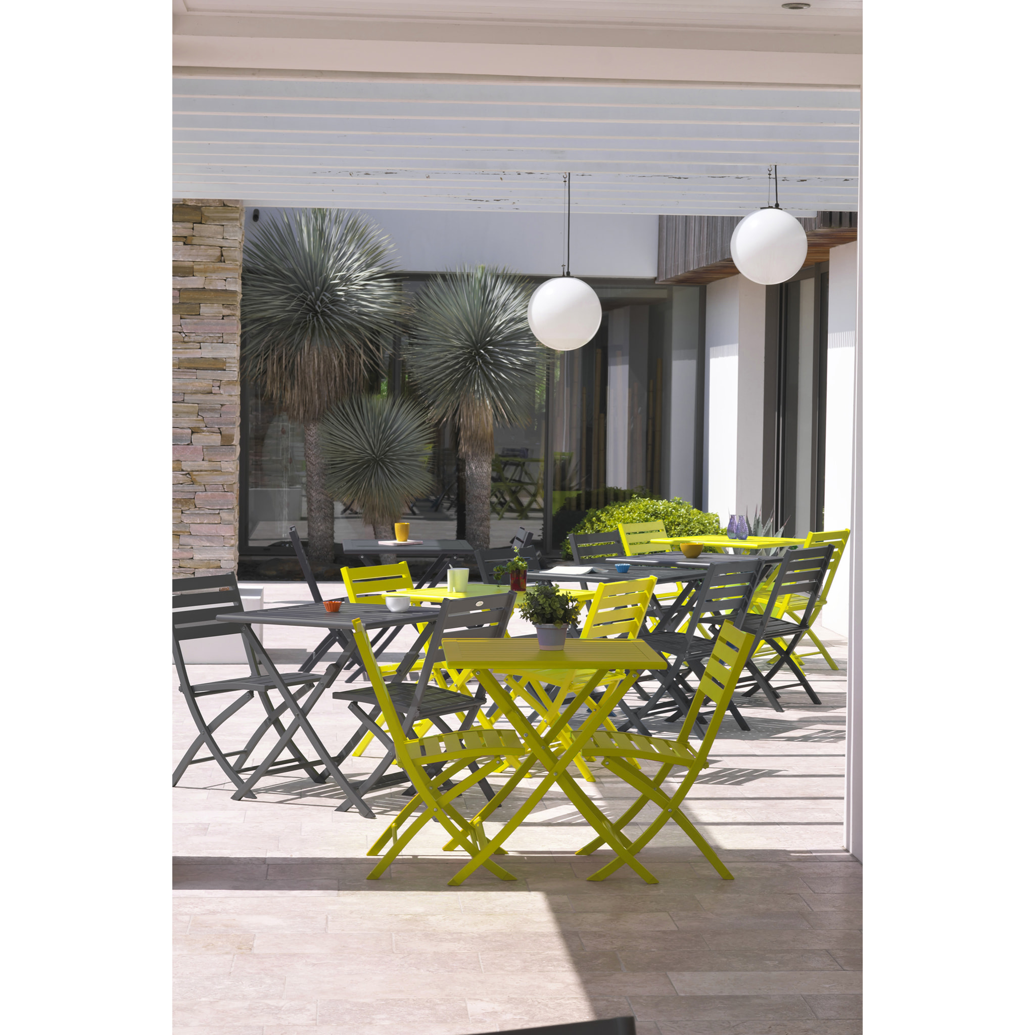 MARIUS - Ensemble repas de jardin 2 places en aluminium