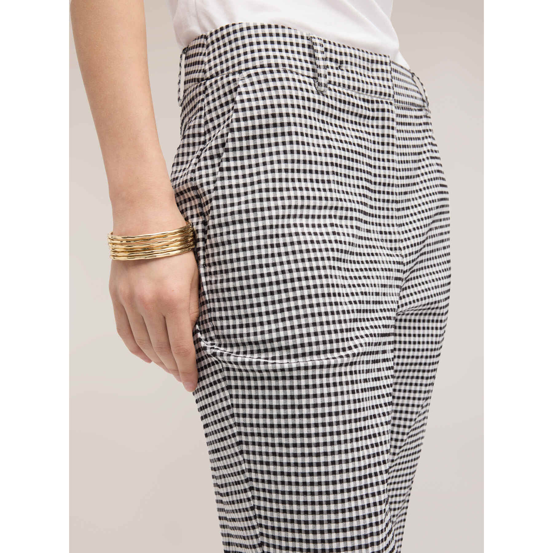 Motivi - Pantalones capri estampado vichy - Negro