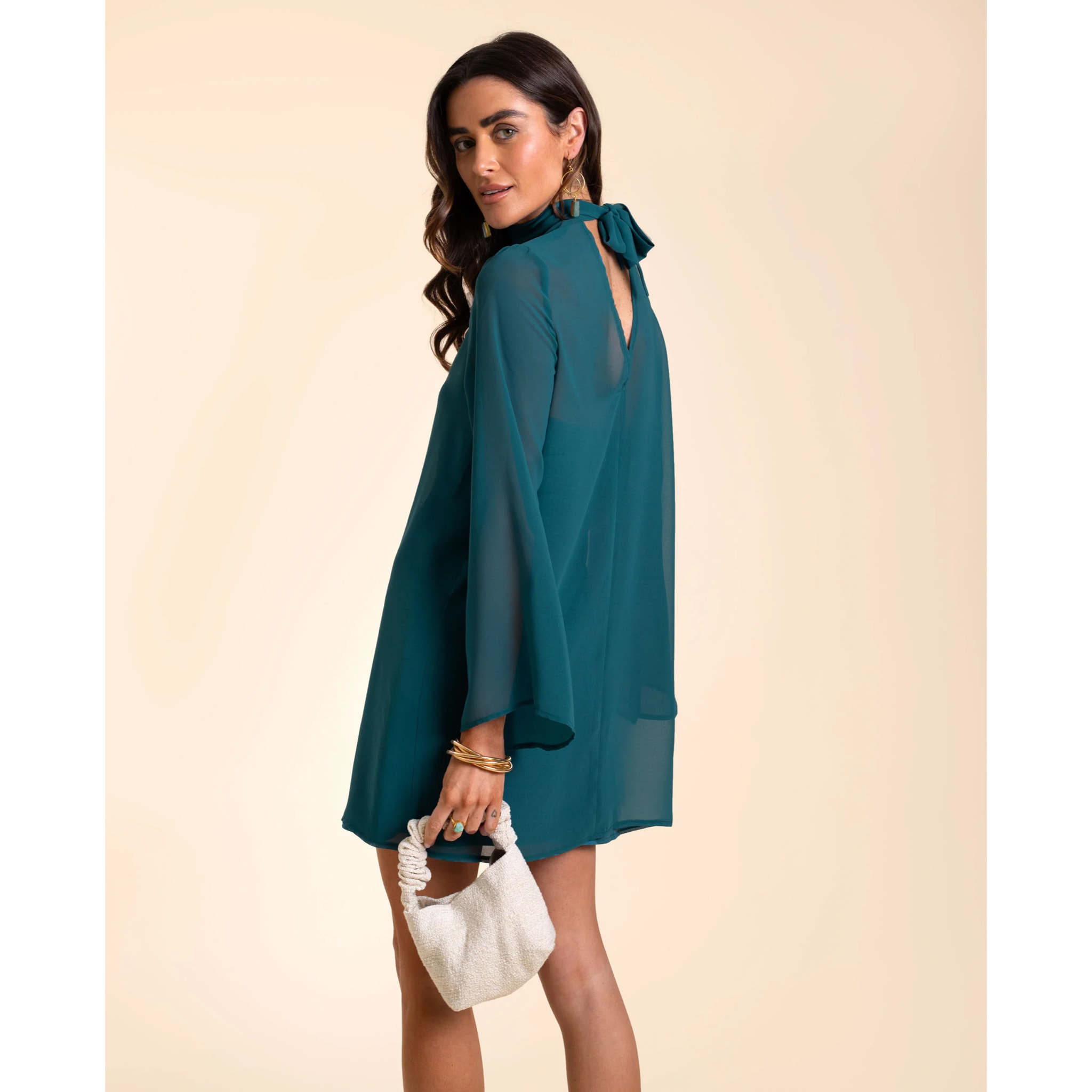 Vestido corto halter transparente