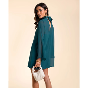 Vestido corto halter transparente