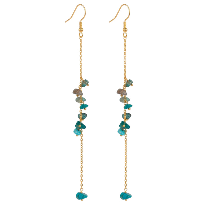 Pendientes largos con piedra natural