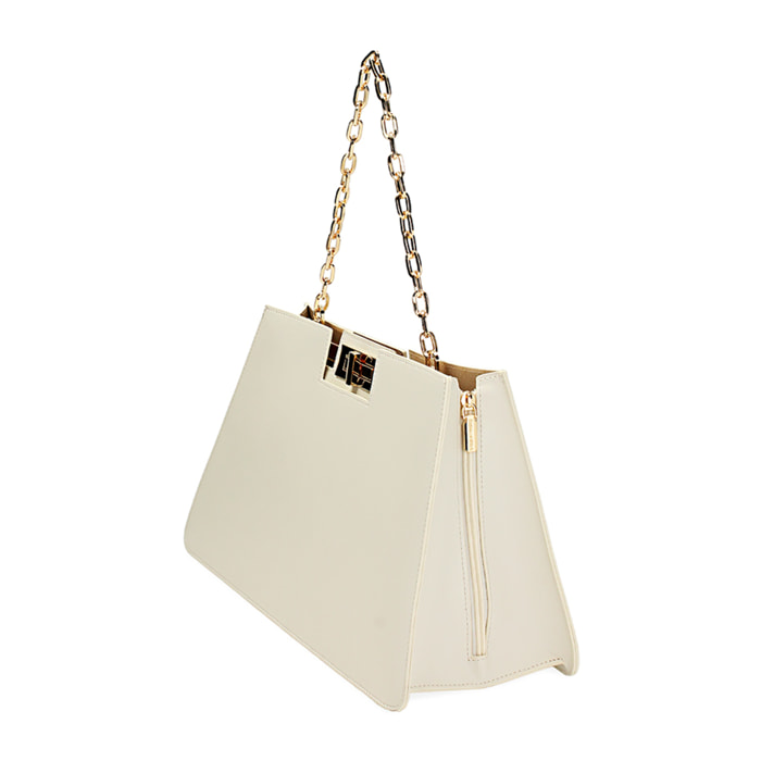 Borsa a mano panna con catenina