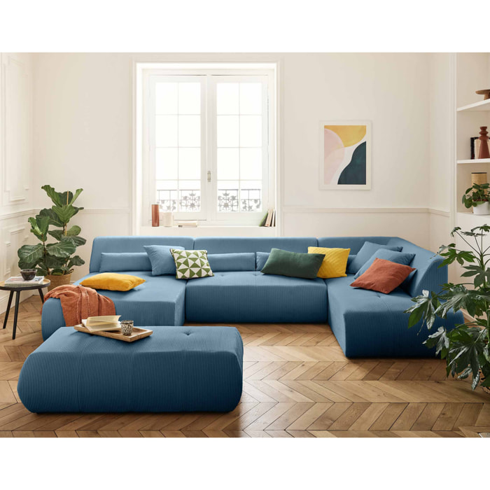 Onyx - pouf d'appoint - en velours côtelé - Bleu