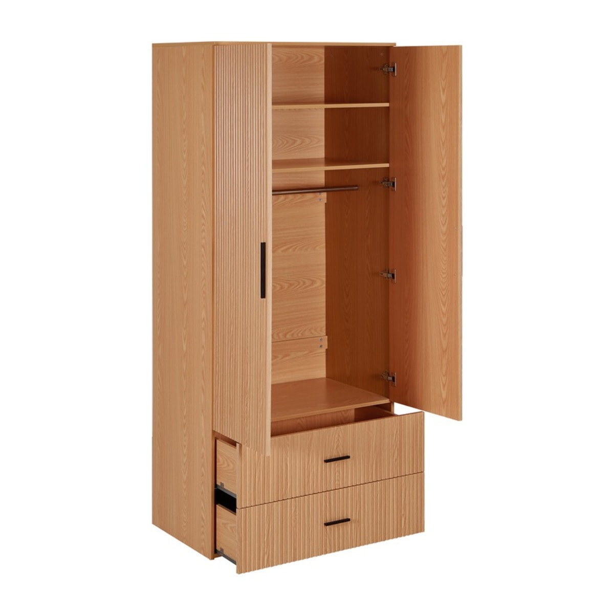 Armadio contenitore 2 ante rovere con maniglie nere 87x54x210 cm - Trama