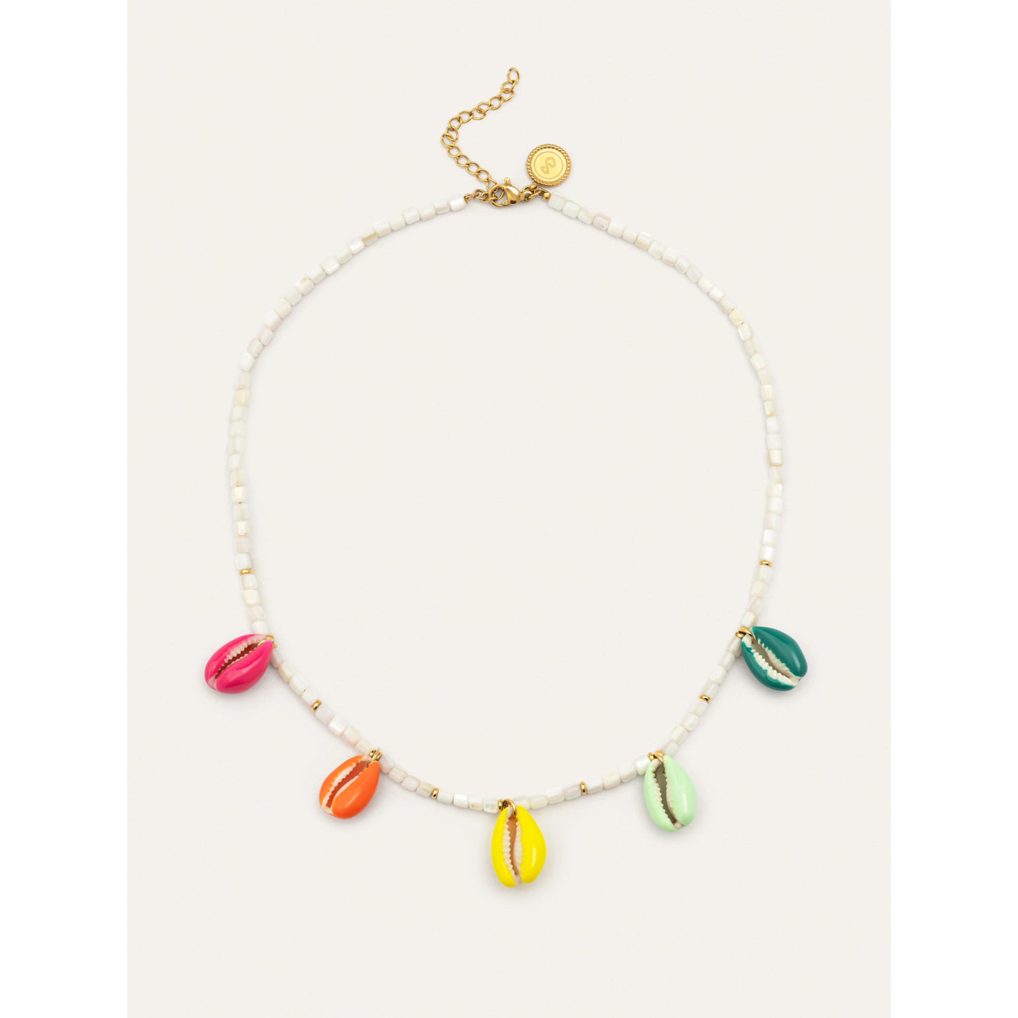 Collar Boho Color Shells Acero Baño Oro
