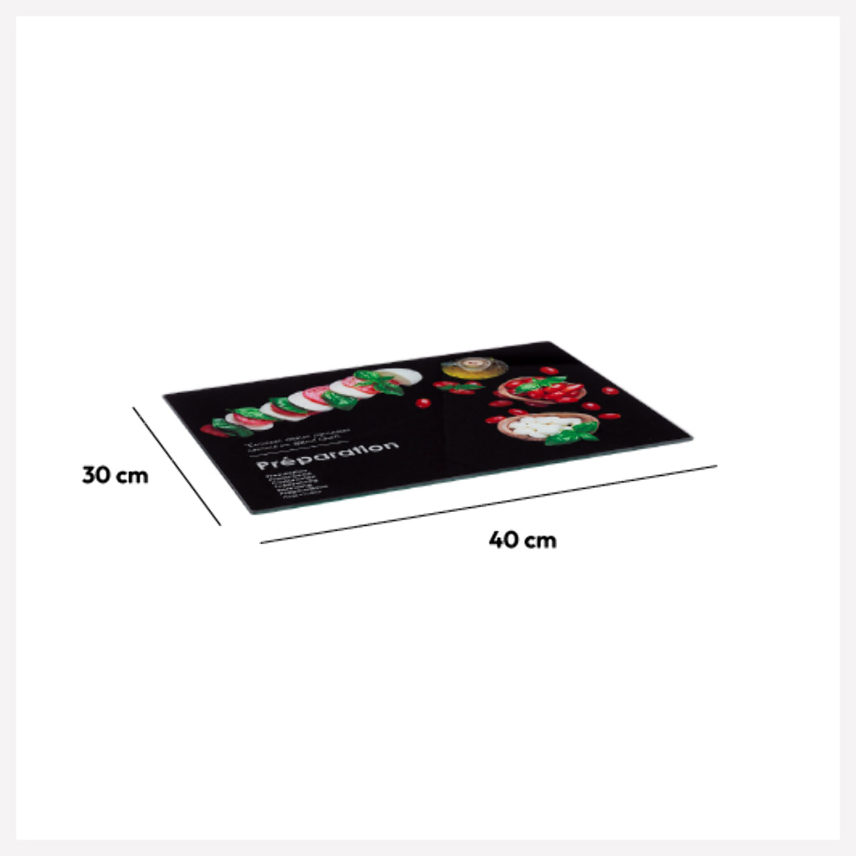 Planche à découper 40x30cm verre Black edition