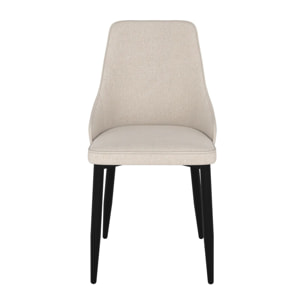 Lot de 2 chaises en tissu beige et pieds en métal - Pipo