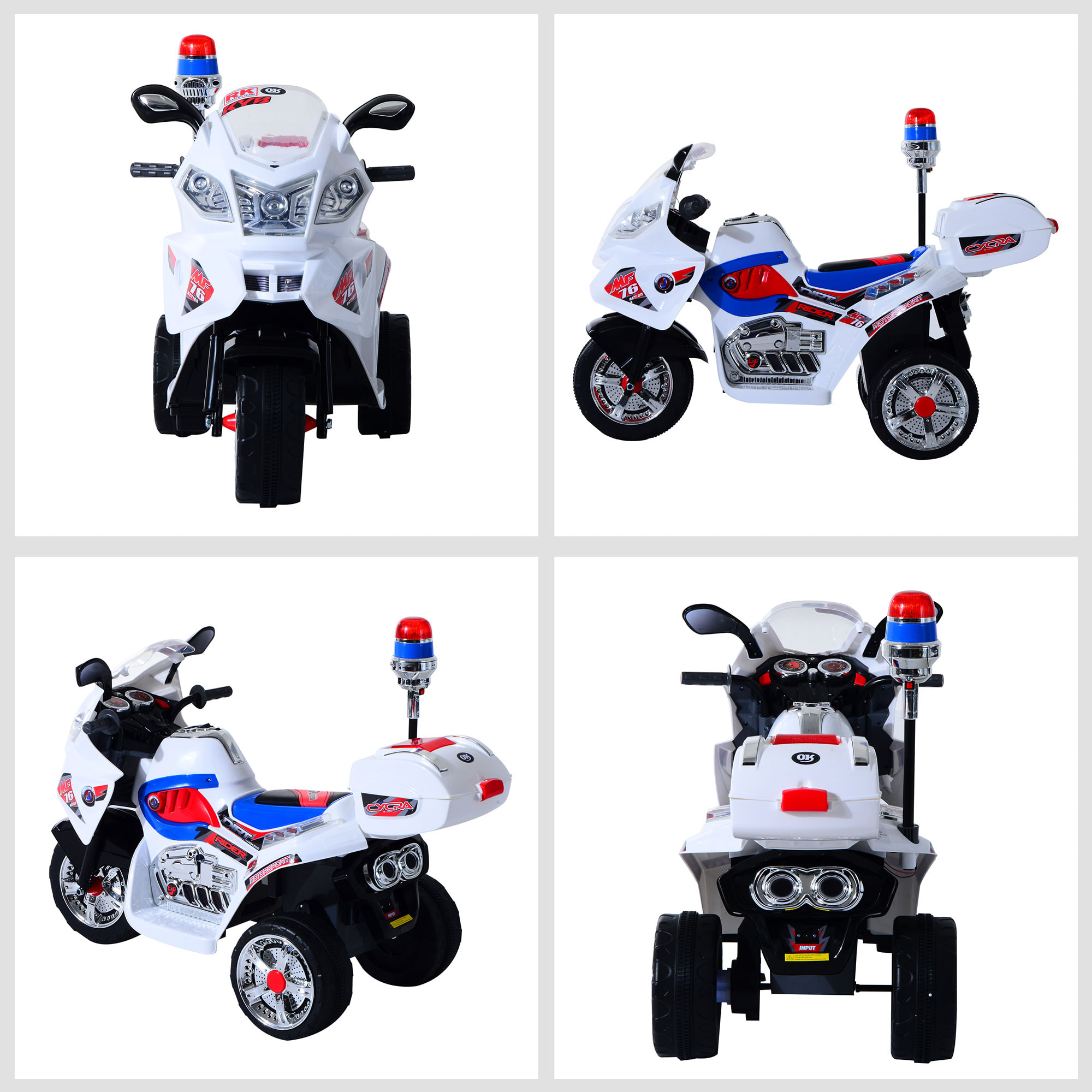 Moto scooter électrique pour enfants modèle policier fonctions sirène et gyrophare à partir de 3 ans