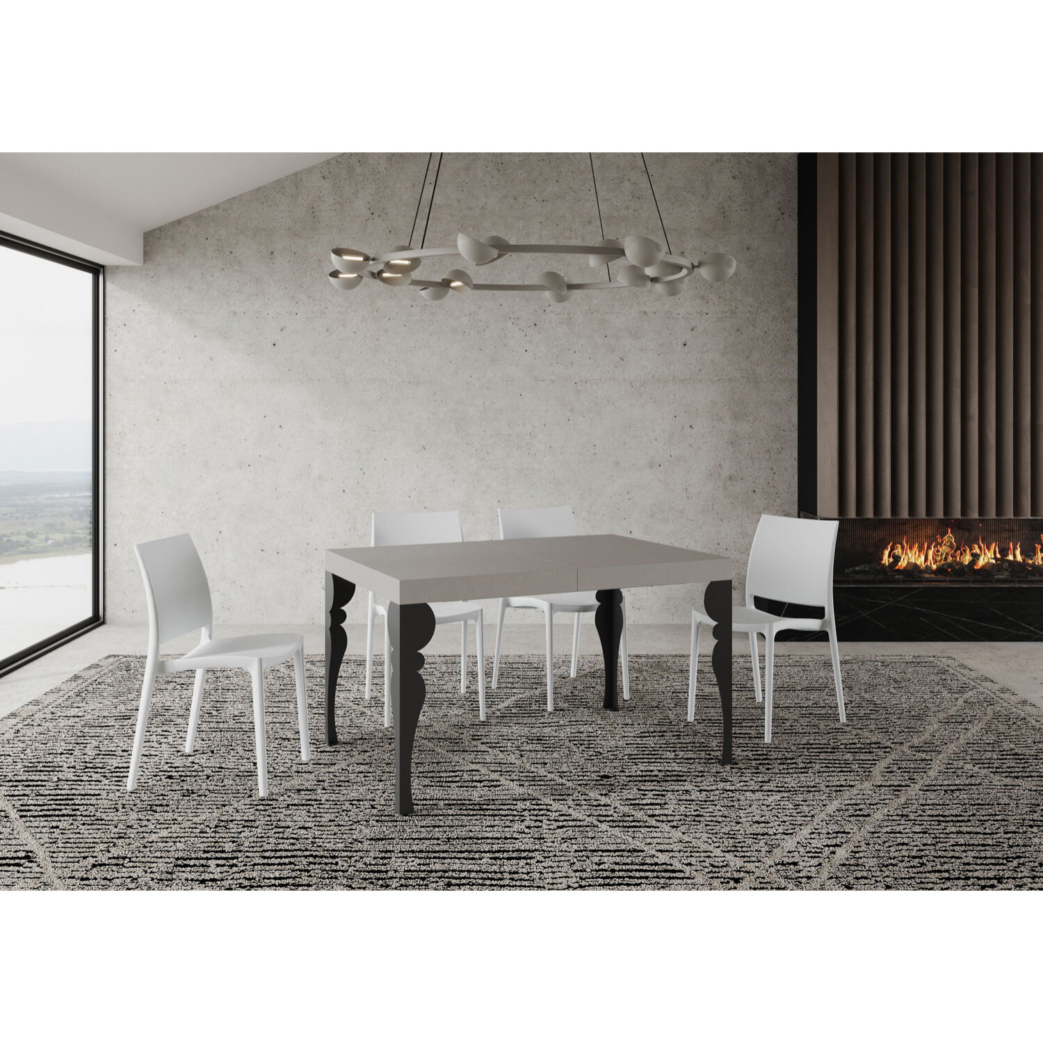 Tavolo allungabile 90x140/244 cm Paxon cashmere gambe antracite