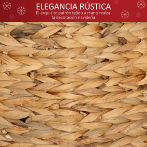 Falda para Árbol de Navidad, Collar de Árbol de Navidad de 60 cm de Jacinto de Agua, Trenzado a Mano para Fiestas, Decoración Festiva, Hogar, Natural