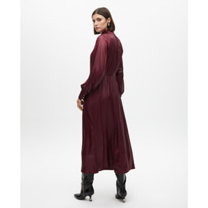 Vestito collo alto con cintura effetto cerato