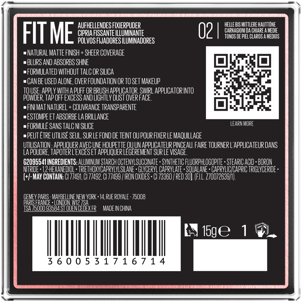 Maybelline New York Fit Me Loose Powder Brightening Pink