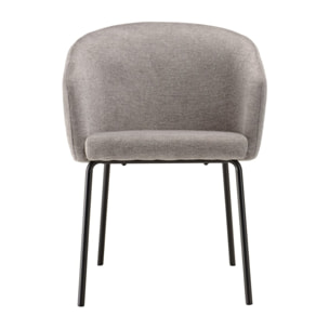 ULYSSE - Lot de 2 chaises tissu gris clair pieds acier noir