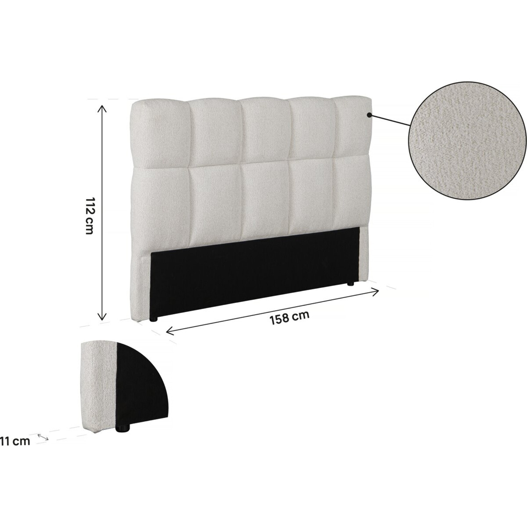 Tête de lit en tissu épais style bubble "Alpe d'Huez" - 140 cm - Beige