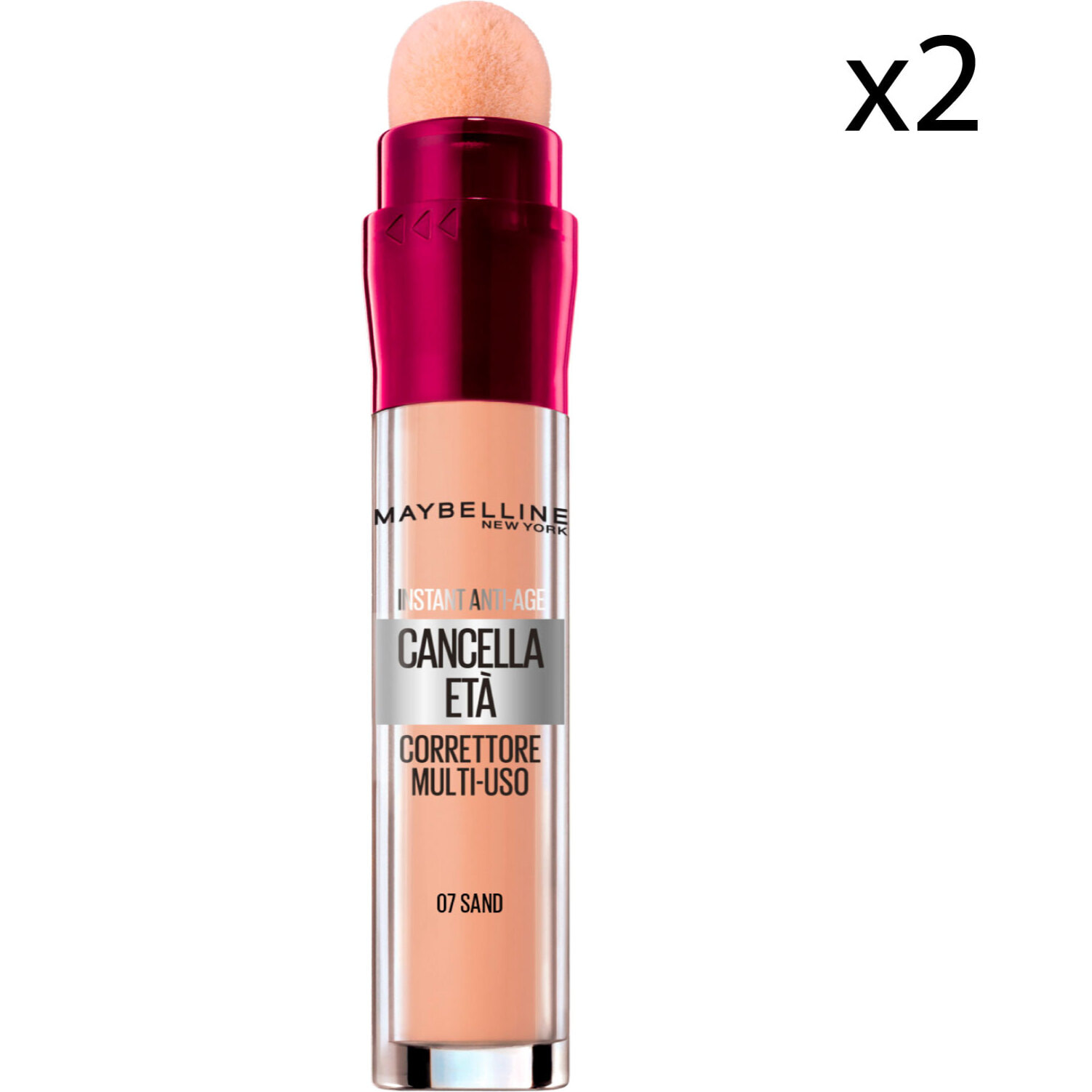 2x Correttore Liquido Viso 07 Sand Il Cancella Età Instant Anti-Age Multi-Uso con Applicatore a Spugnetta