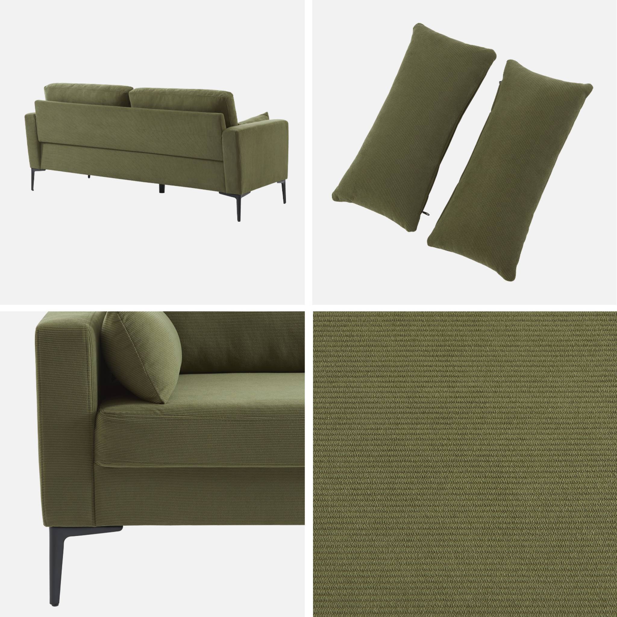 Canapé 3 places pieds métal velours côtelé BJORN