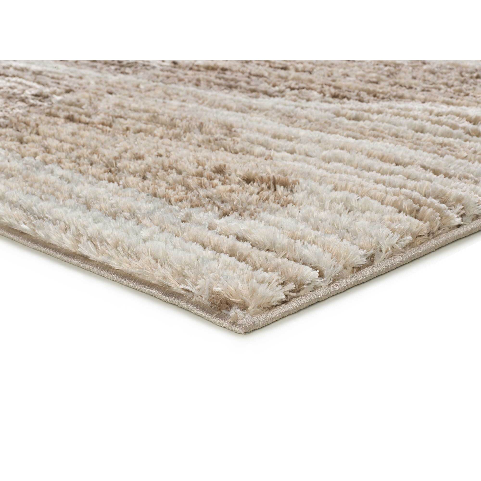 LIMA Alfombra shaggy estilo escandinavo con relieve beige, varias medidas disponibles