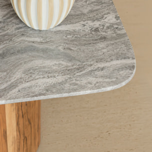 Table basse en marbre gris et pied en bois d'acacia  BERGEN