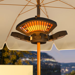 Calefactor por Infrarrojos para Parasol, 2400W, Estufa Exterior Eléctrica de Aluminio con 3 Niveles de Calentamiento, Protección Antivuelco, IP44, para Terraza, Patio y Jardín, Negro
