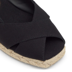 Alpargata destalonada Diana cuña de yute estilo peep toe en algodón